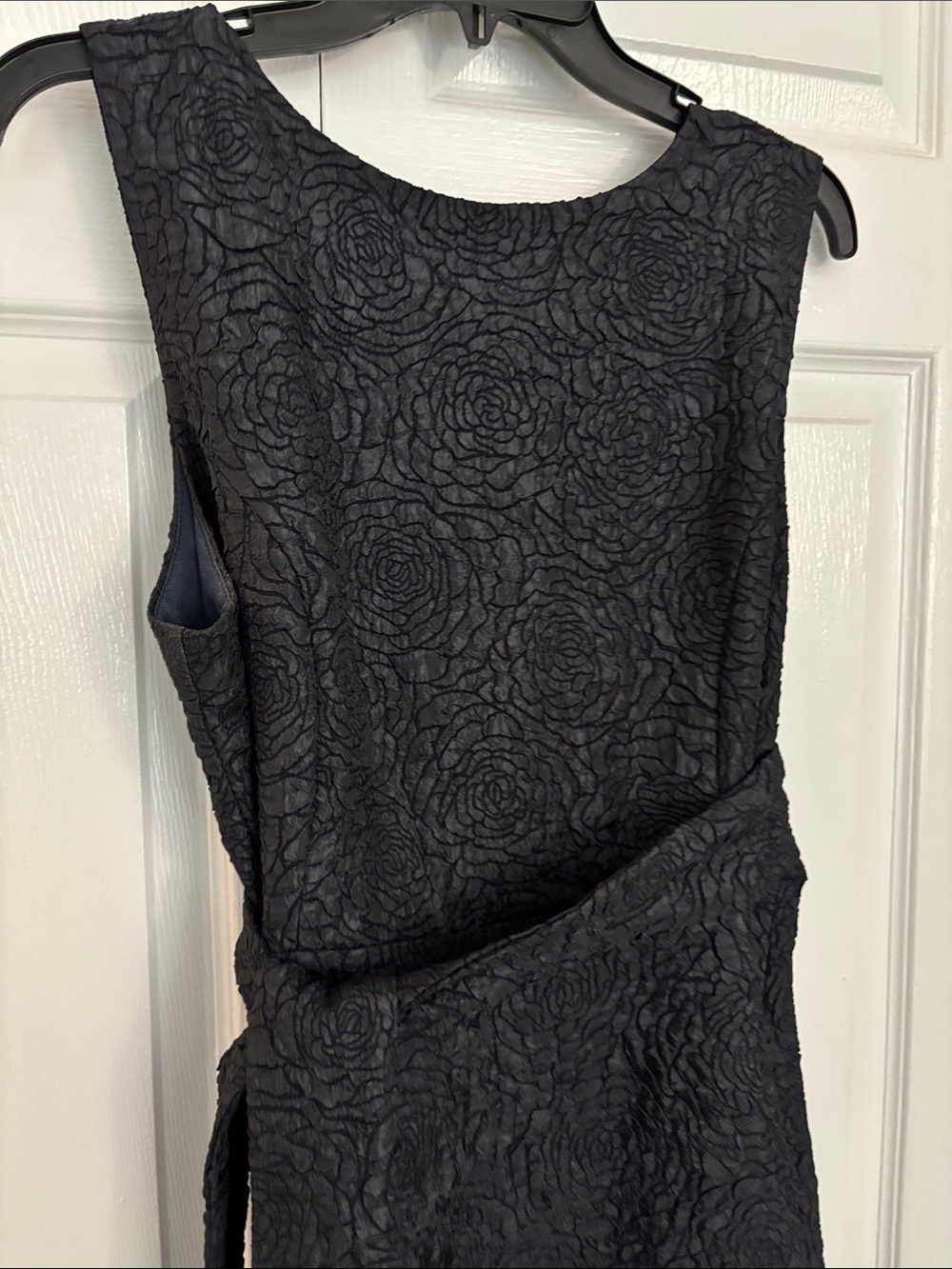 Navy High-Low Textured Sleeveless Dress
